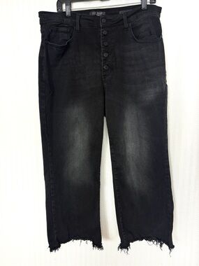 Judy Blue Black Wide Leg Button-Fly Crop Jeans Size 18W